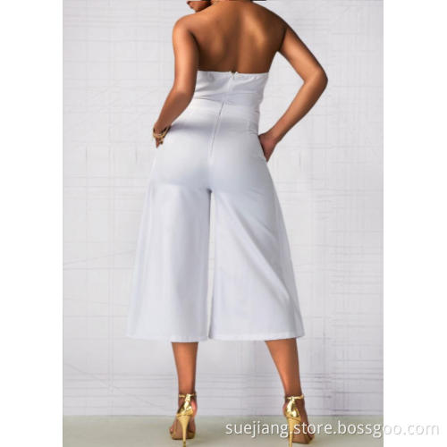 Women Office Loose Wide Leg Pants Jumpsuits